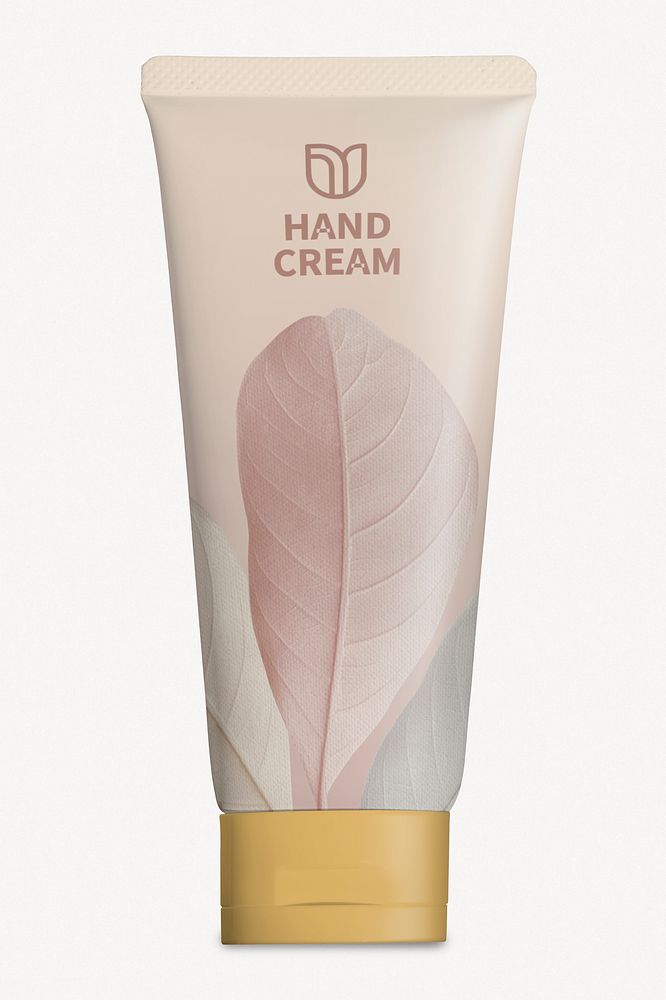 Hand cream tube mockup, skincare product packaging psd