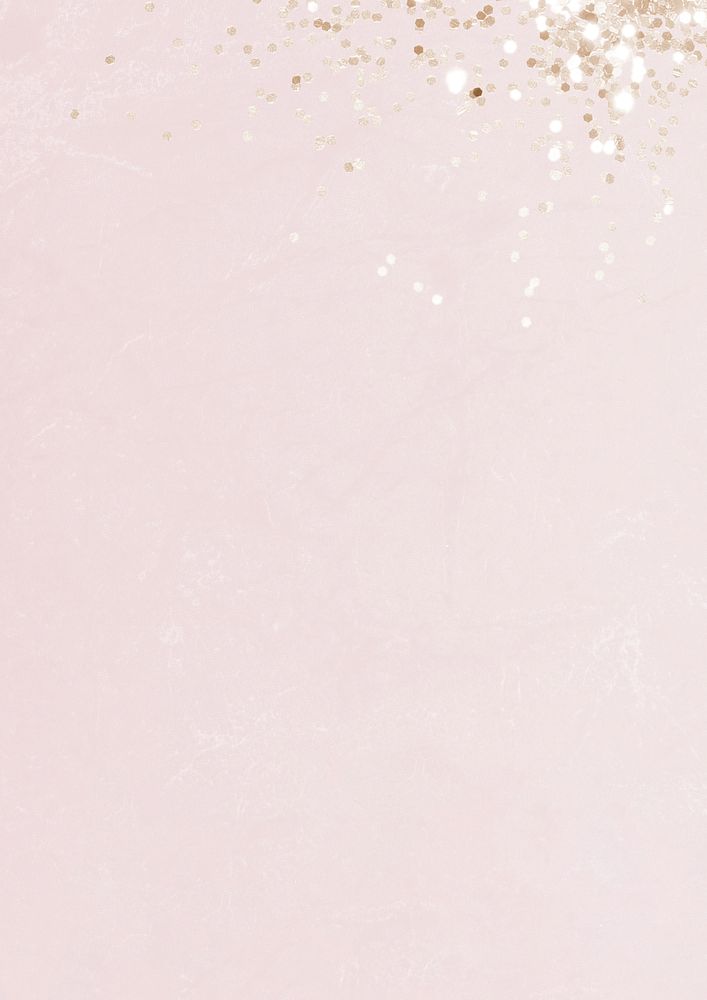 Pastel pink aesthetic background, gold glitter border