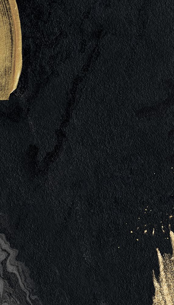 Black abstract textured iPhone wallpaper, gold border
