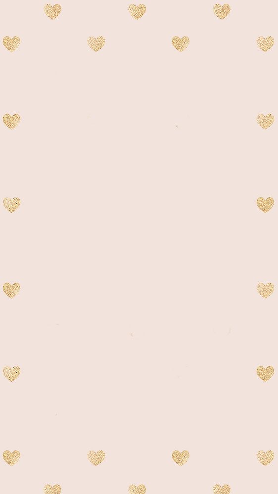 Pastel pink mobile wallpaper, golden hearts border