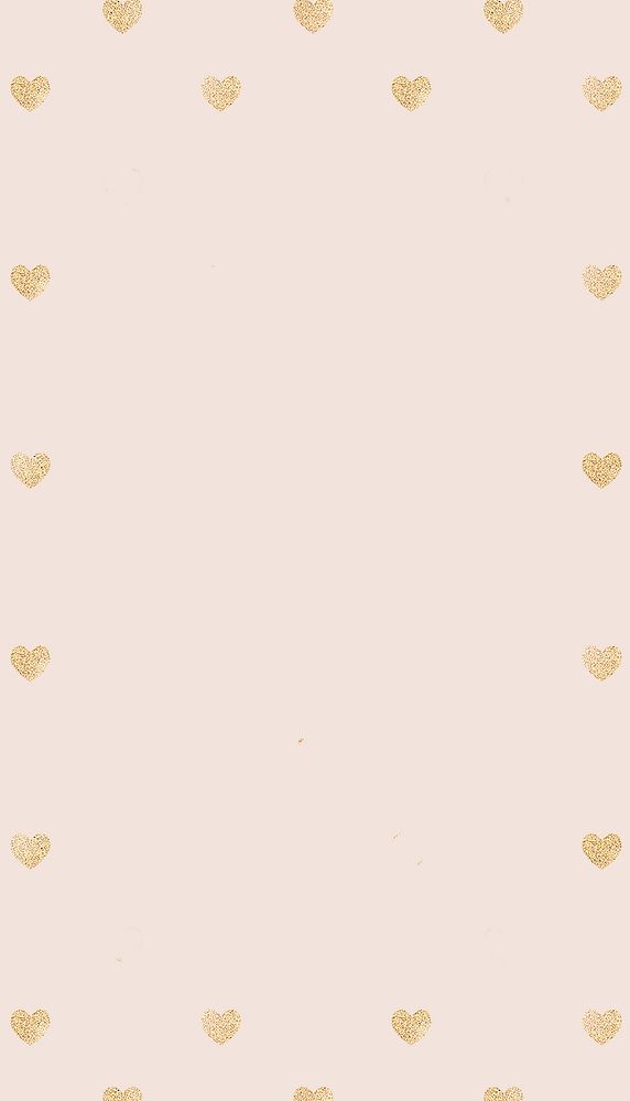 Pastel pink mobile wallpaper, golden hearts border