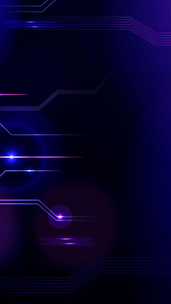 Neon technology mobile wallpaper, dark purple design