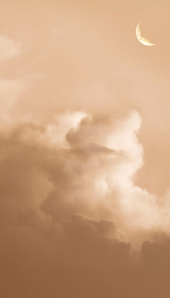 Pastel orange sky iPhone wallpaper, cloud aesthetic
