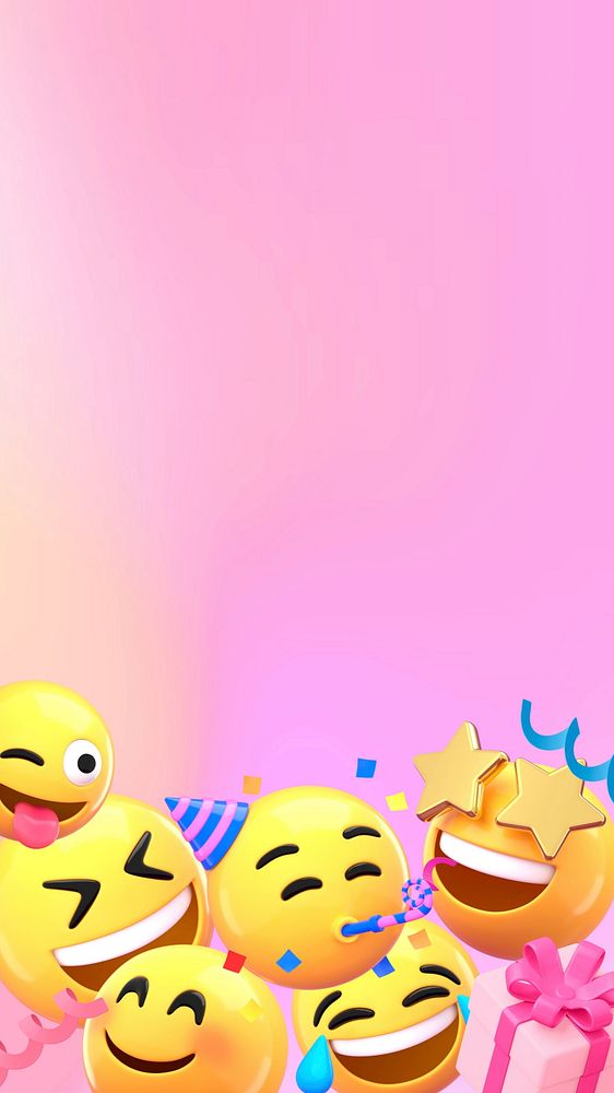 Party emoticons phone wallpaper, 3D pink background