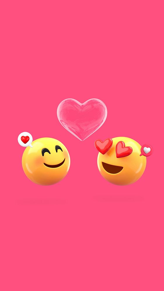3D love emoticon iPhone wallpaper, Valentine's dating illustration