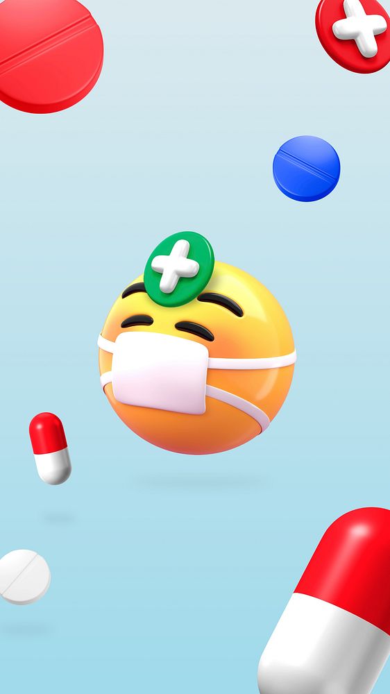 3D healthcare emoticon iPhone wallpaper