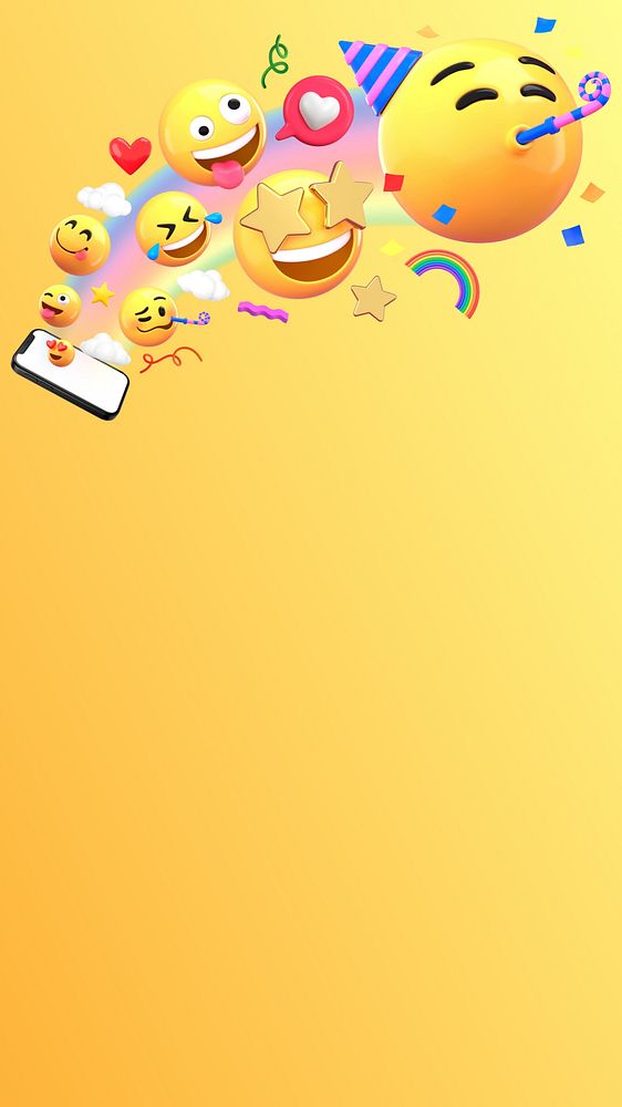 Party emoticons mobile wallpaper, 3D yellow background