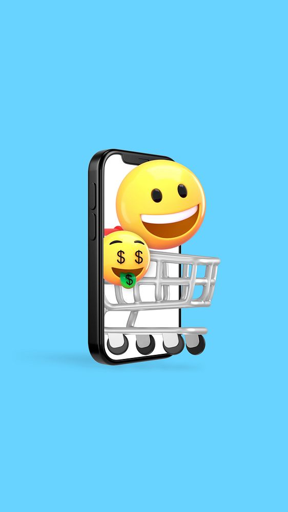 3D online shopping iPhone wallpaper illustration