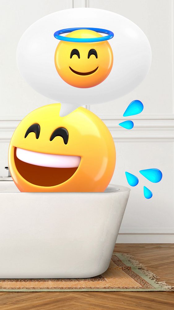 3D shower emoticon iPhone wallpaper illustration