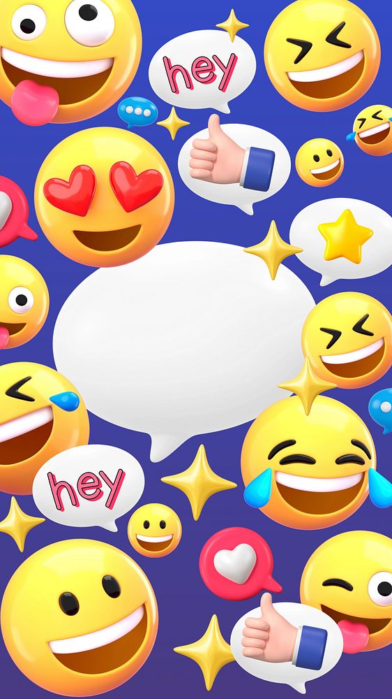 Flirting emoticons phone wallpaper, cute 3D background