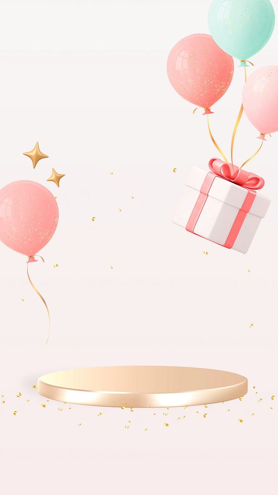 Birthday product backdrop iPhone wallpaper, 3D rendering design