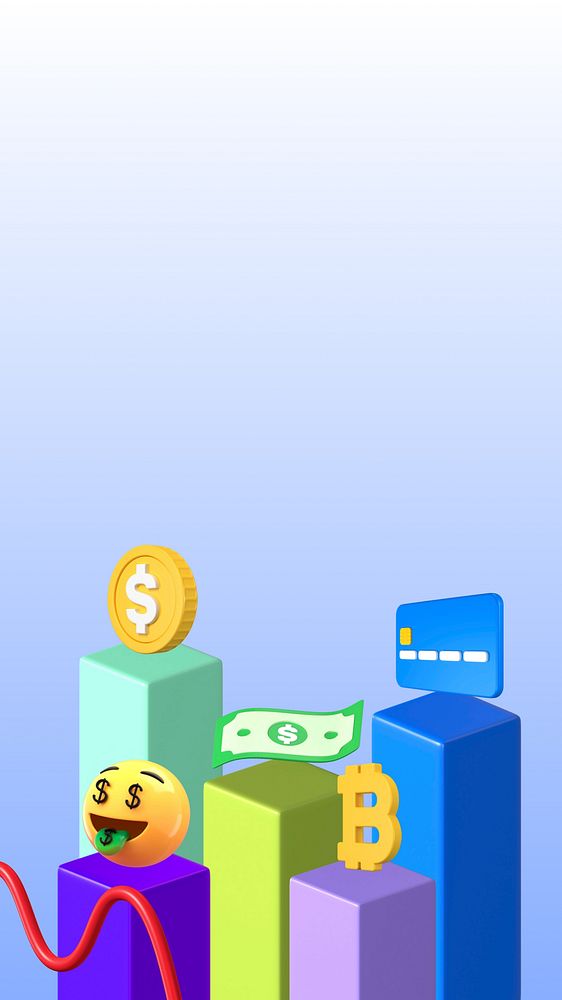 Business success emoticons phone wallpaper, 3D blue background
