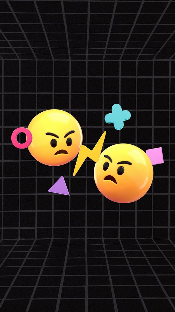 3D angry emoticons iPhone wallpaper illustration
