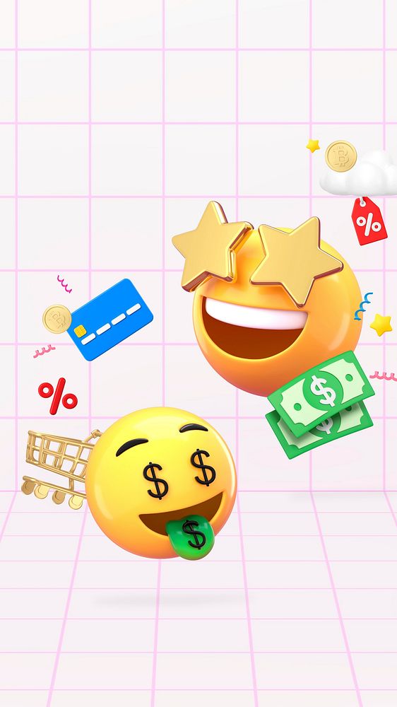 3D emoticon iPhone wallpaper, online shopping sale