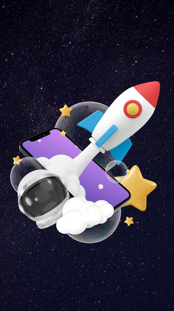 3D startup rocket iPhone wallpaper illustration