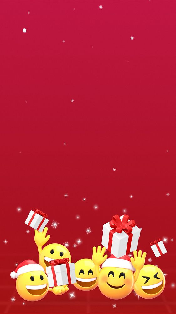 Christmas presents mobile wallpaper, 3D emoji illustration 