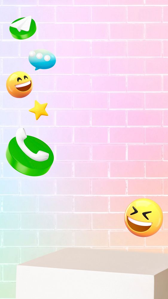 Phone call emoticons iPhone wallpaper, cute 3D design