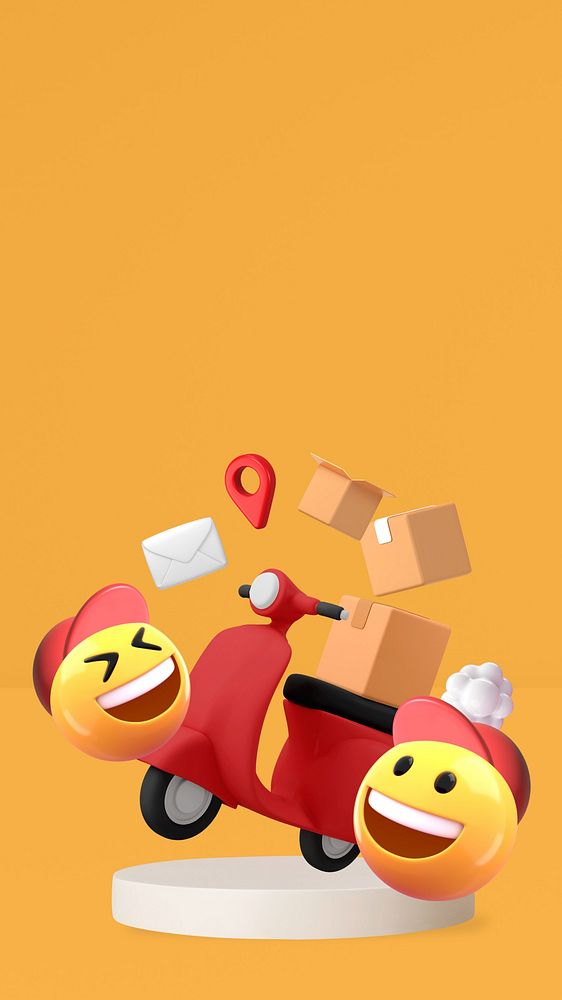 Delivery service emoticons iPhone wallpaper, orange design