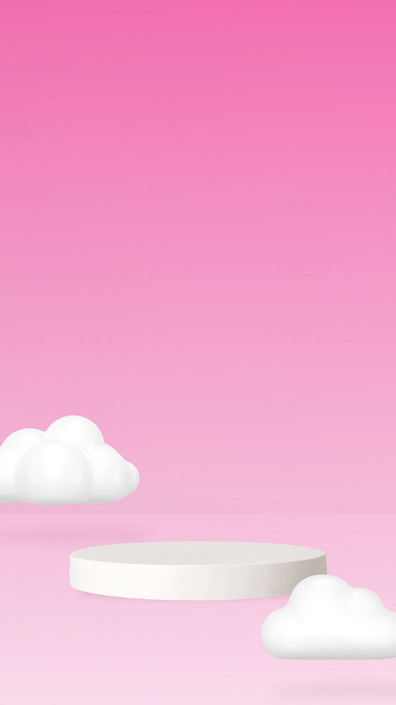 Pink product iPhone wallpaper, 3D clouds design