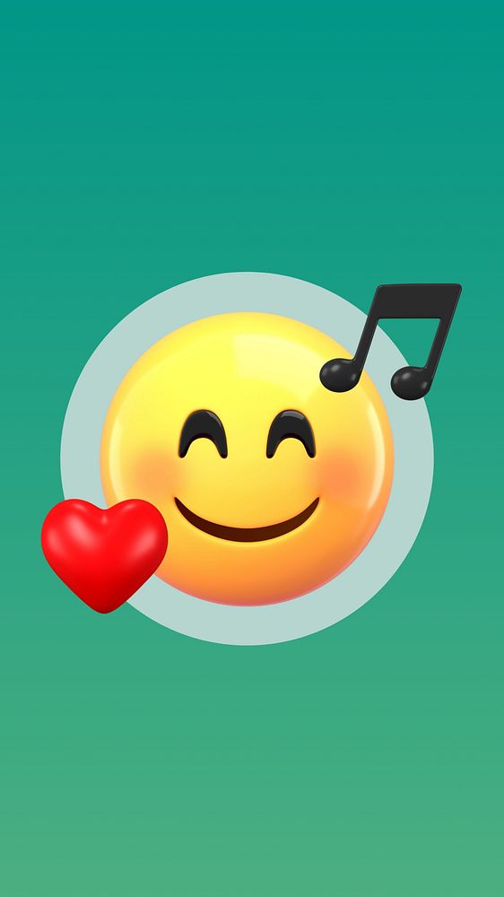 Music lover iPhone wallpaper, 3D emoticon background