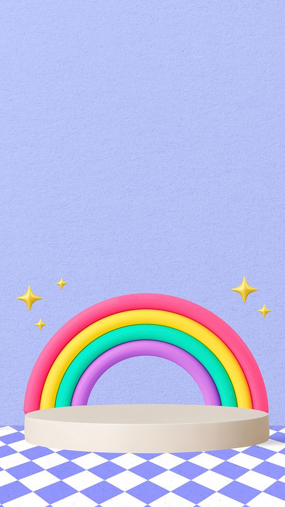 Rainbow product backdrop iPhone wallpaper, blue 3D design