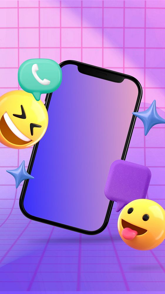 Happy emoticons mobile phone wallpaper, purple design