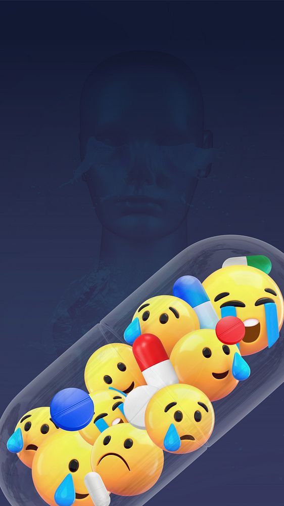 Capsule medicine phone wallpaper, 3D emoticons background