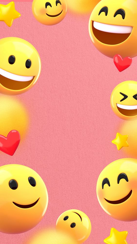 Pink emoticons frame iPhone wallpaper, happy smiling faces