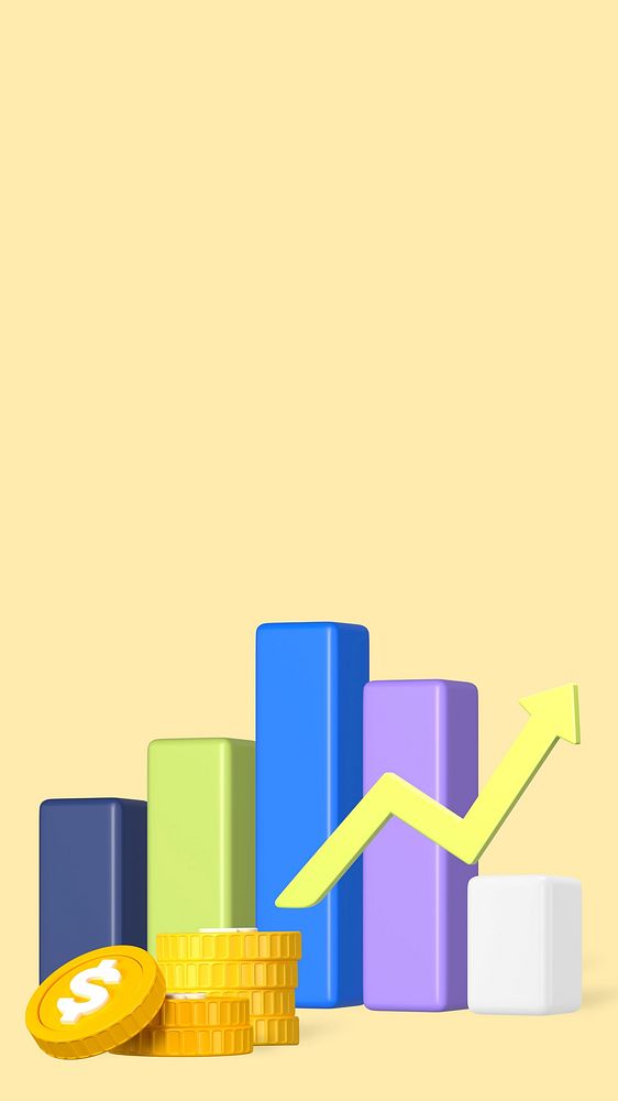 Profitable business 3D iPhone wallpaper, yellow background