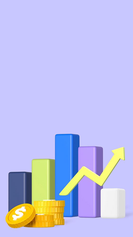 Profitable business 3D iPhone wallpaper, purple background