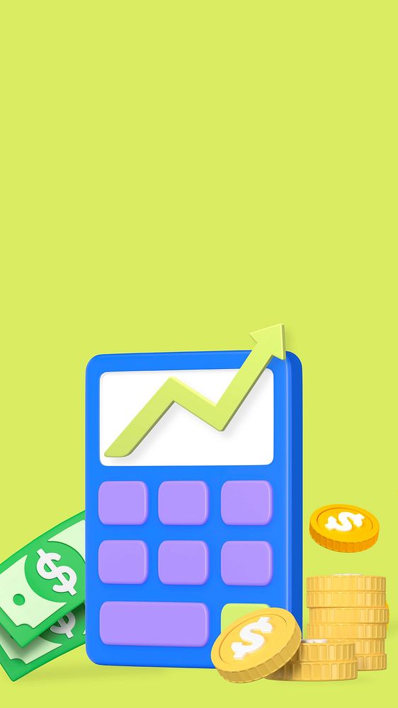 Financial profit 3D iPhone wallpaper, green background