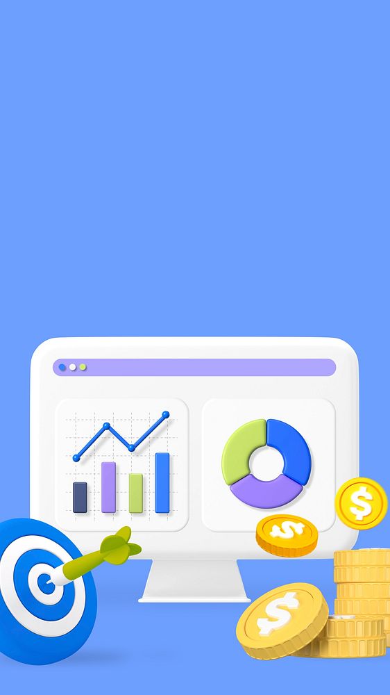 Financial forecast 3D iPhone wallpaper, blue background