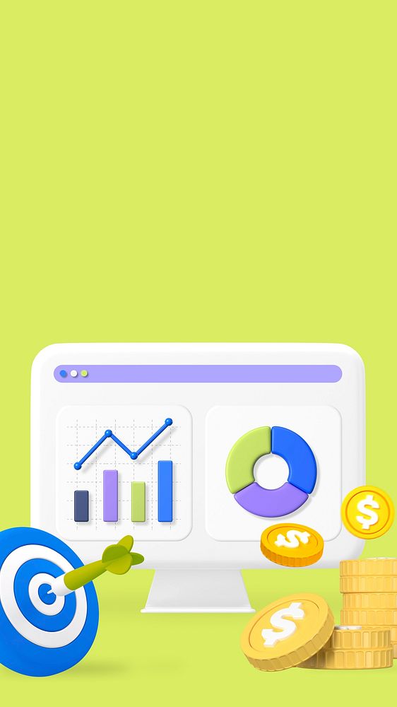 Financial forecast 3D iPhone wallpaper, green background