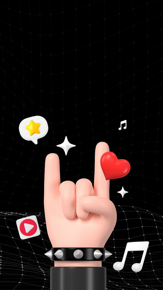 3D rock hand phone wallpaper, music lovers background