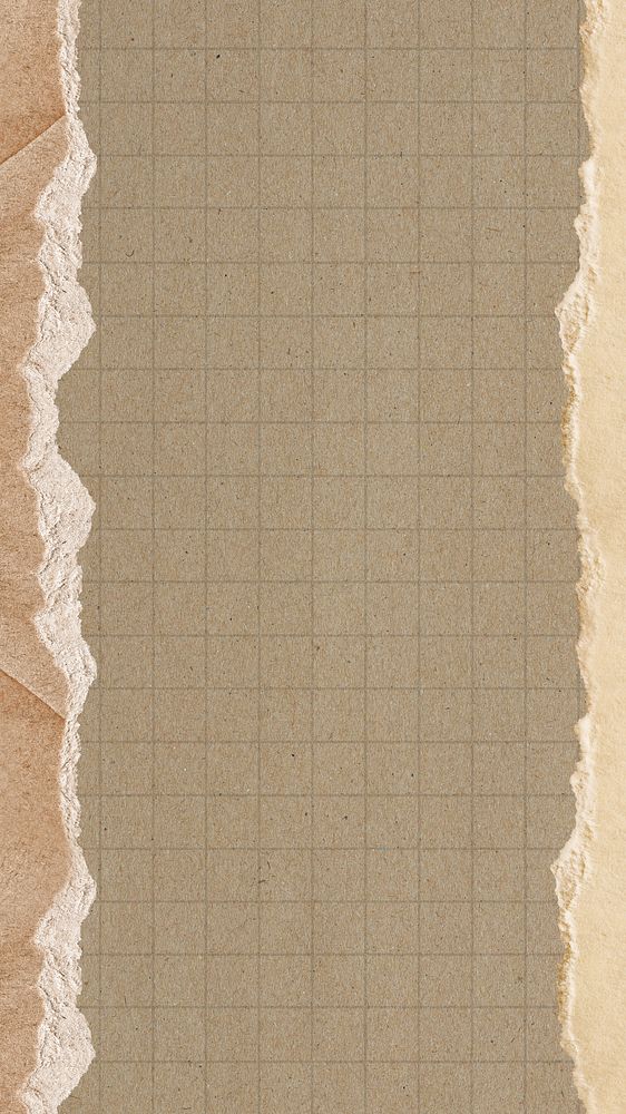 Brown grid mobile wallpaper, ripped paper border design