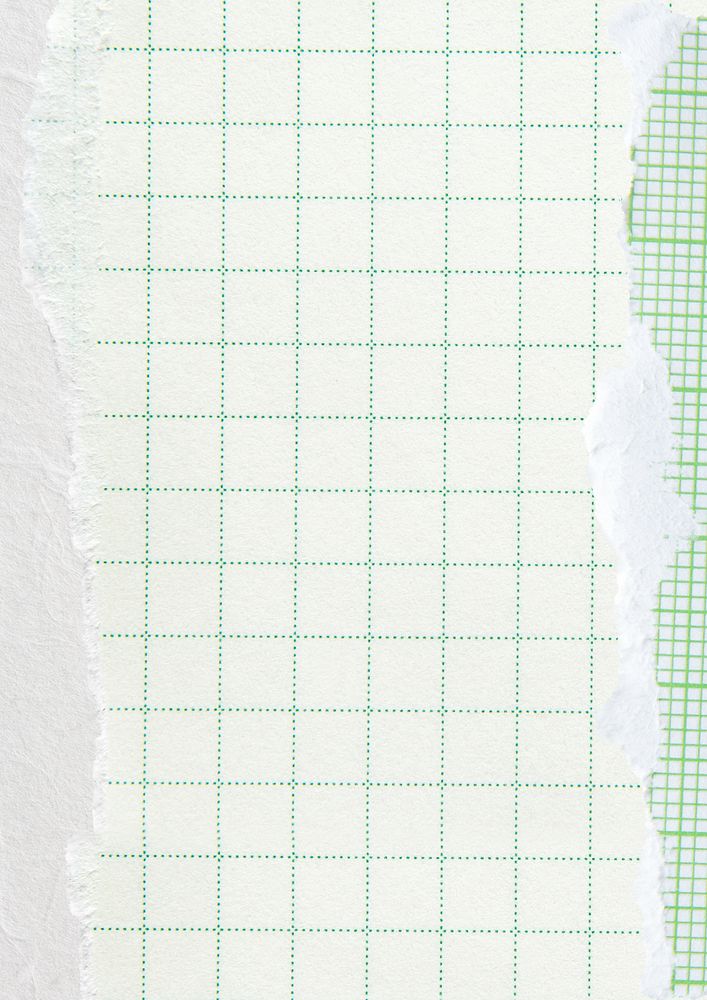 Pastel green grid background, ripped paper border