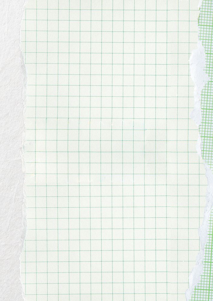 Pastel green grid background, ripped paper border