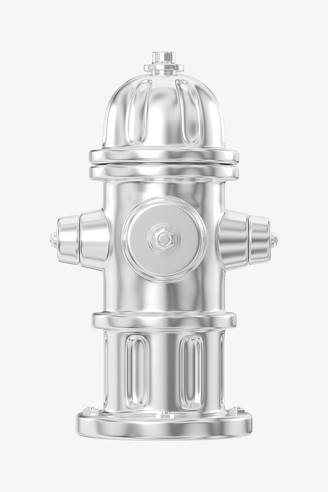 3D silver fire hydrant, collage element psd