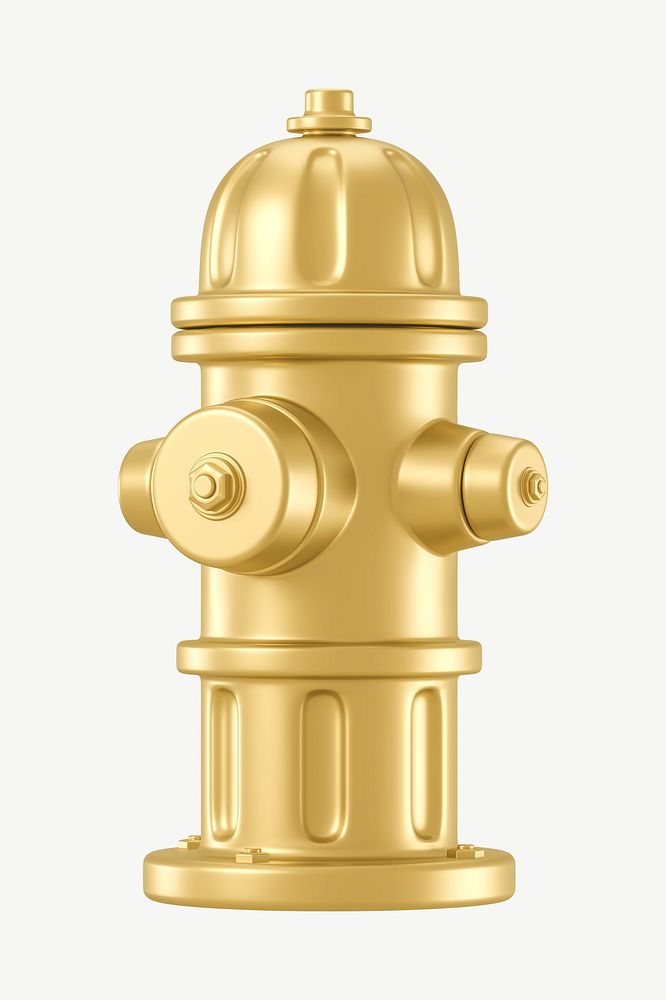 3D gold fire hydrant, collage element psd
