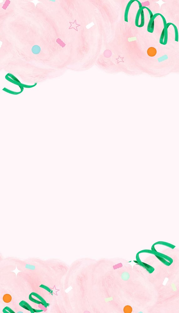 Pink cotton candy mobile wallpaper, pastel border background