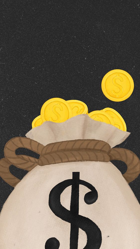 Money bag iPhone wallpaper, finance remix