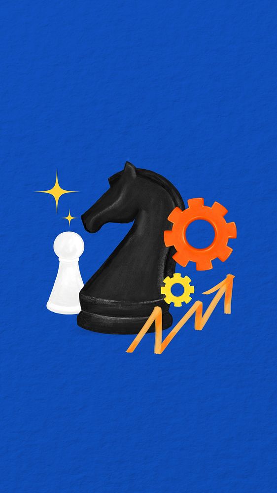 Knight chess piece iPhone wallpaper, business strategy remix