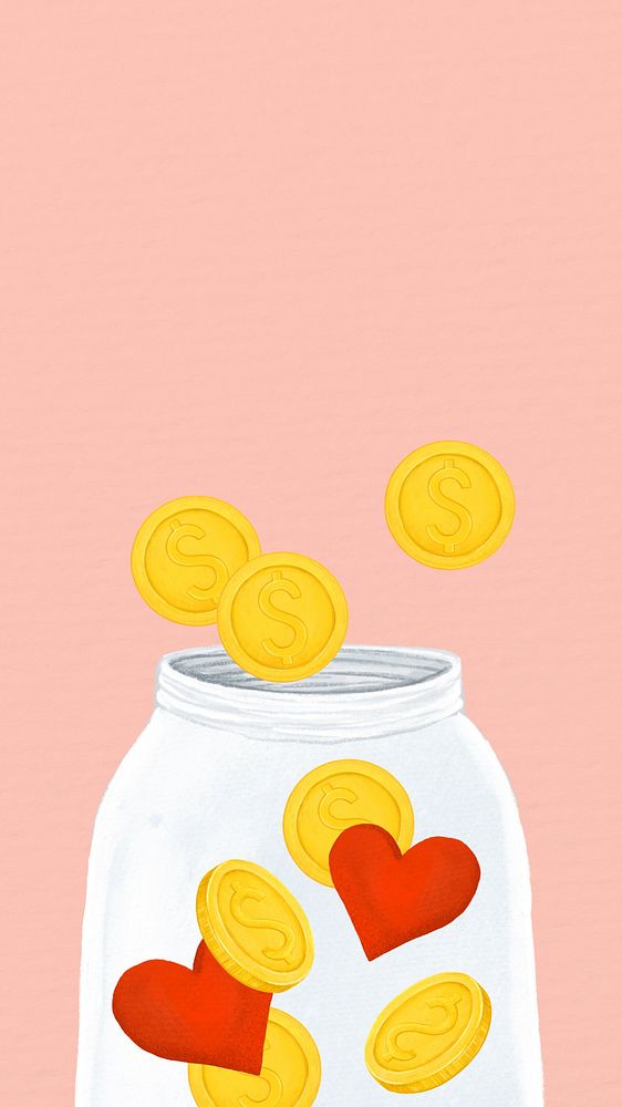 Donation money jar iPhone wallpaper, finance & charity remix