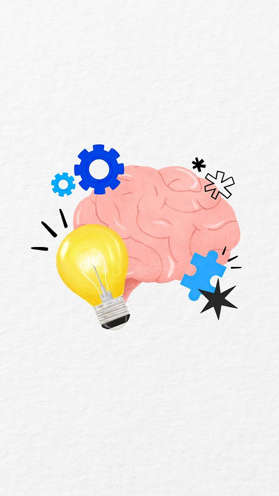 Creative ideas brain iPhone wallpaper, light bulb, business remix