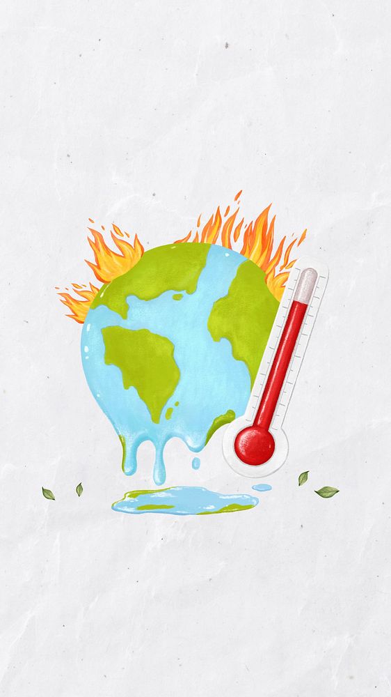 Melting globe iPhone wallpaper, environment illustration