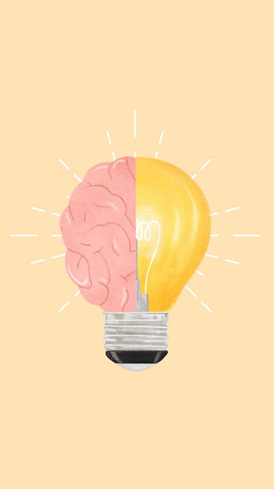 Light bulb brain iPhone wallpaper, creative ideas remix