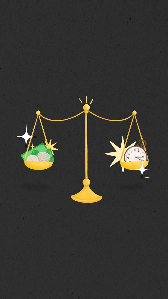 Time & money scales iPhone wallpaper, finance remix