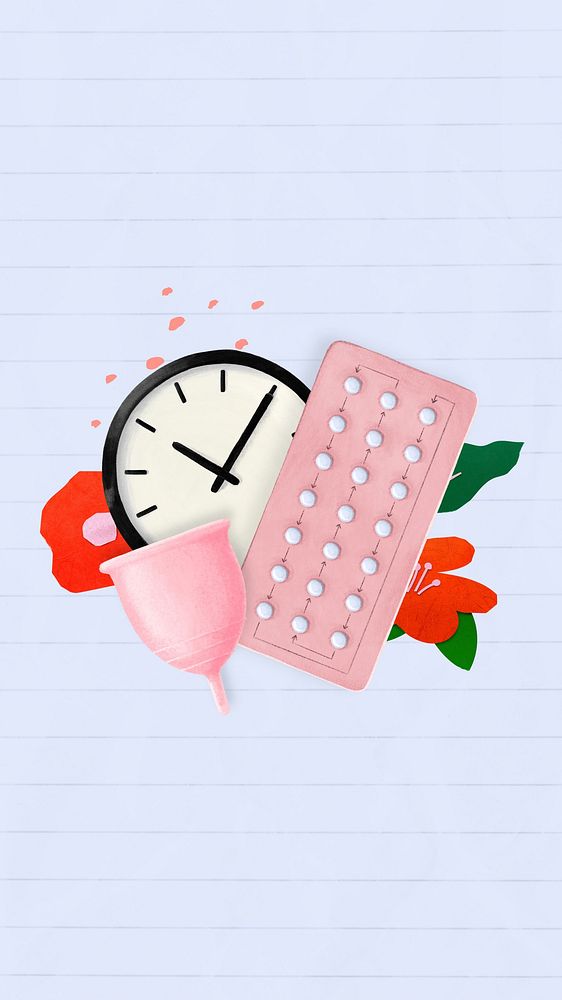 Birth control iPhone wallpaper, menstrual cup, women's health remix