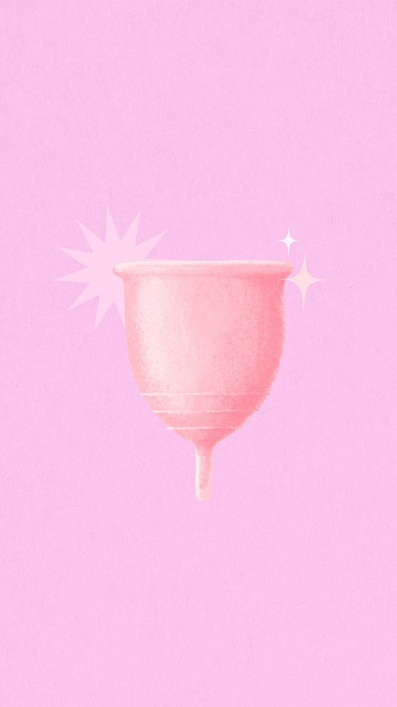 Pink menstrual cup iPhone wallpaper, women's health illustration