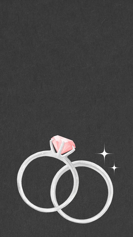 Couple wedding rings iPhone wallpaper, jewelry illustration